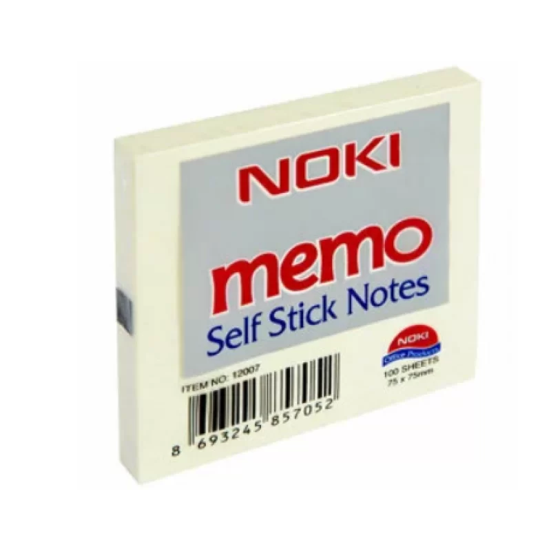 Noki Memo 12007 Yapışkanlı Not Kağıdı 75 mm x 75 mm 100 Yaprak Sarı